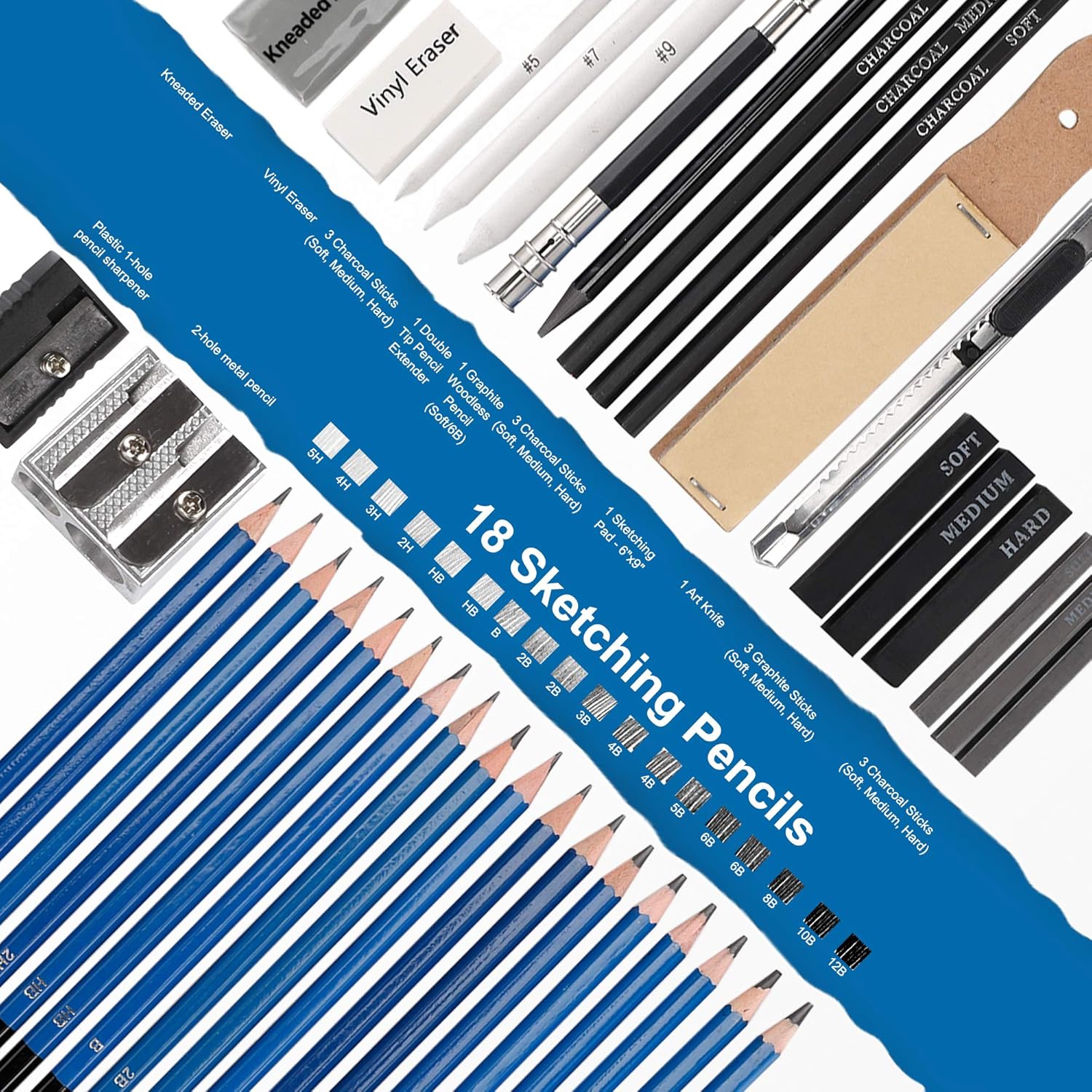 Drawing Pencils Sketch Art Set-40PCS Drawing and Sketch Set Includes 18 Sketching Graphite Pencils, Graphite and Charcoal Pencils, 100Pages Sketch Pad and Accessories : Office Products
