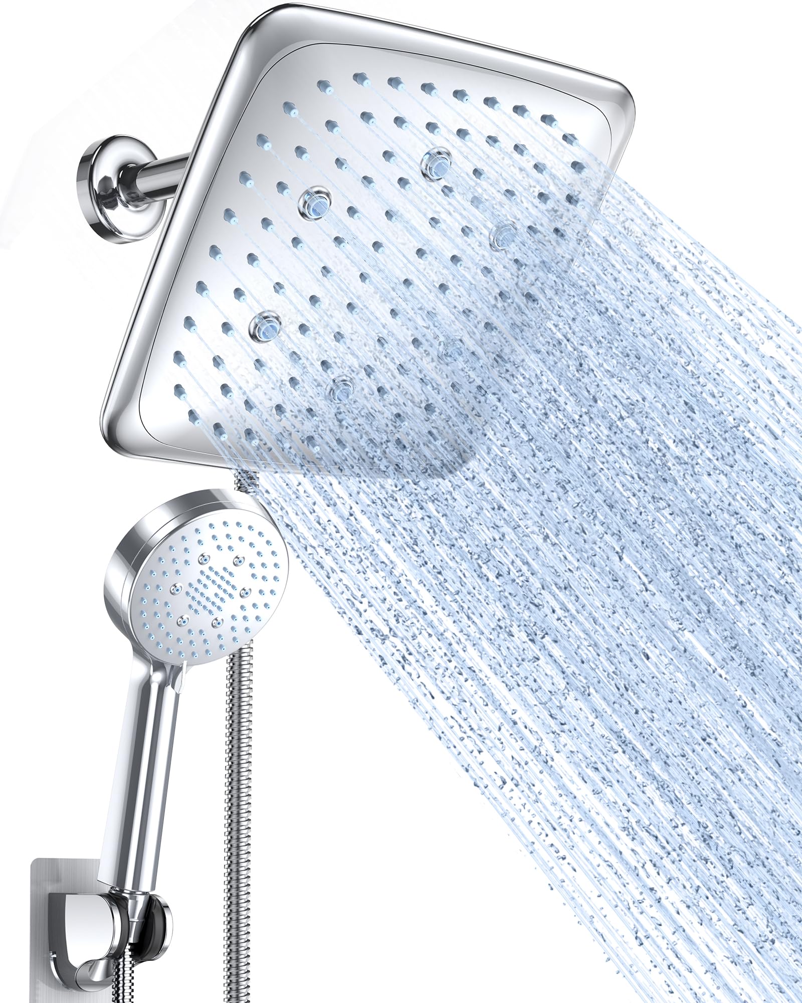 Veken High Pressure Rain Shower Head Combo with Extension Arm- Easy to ...