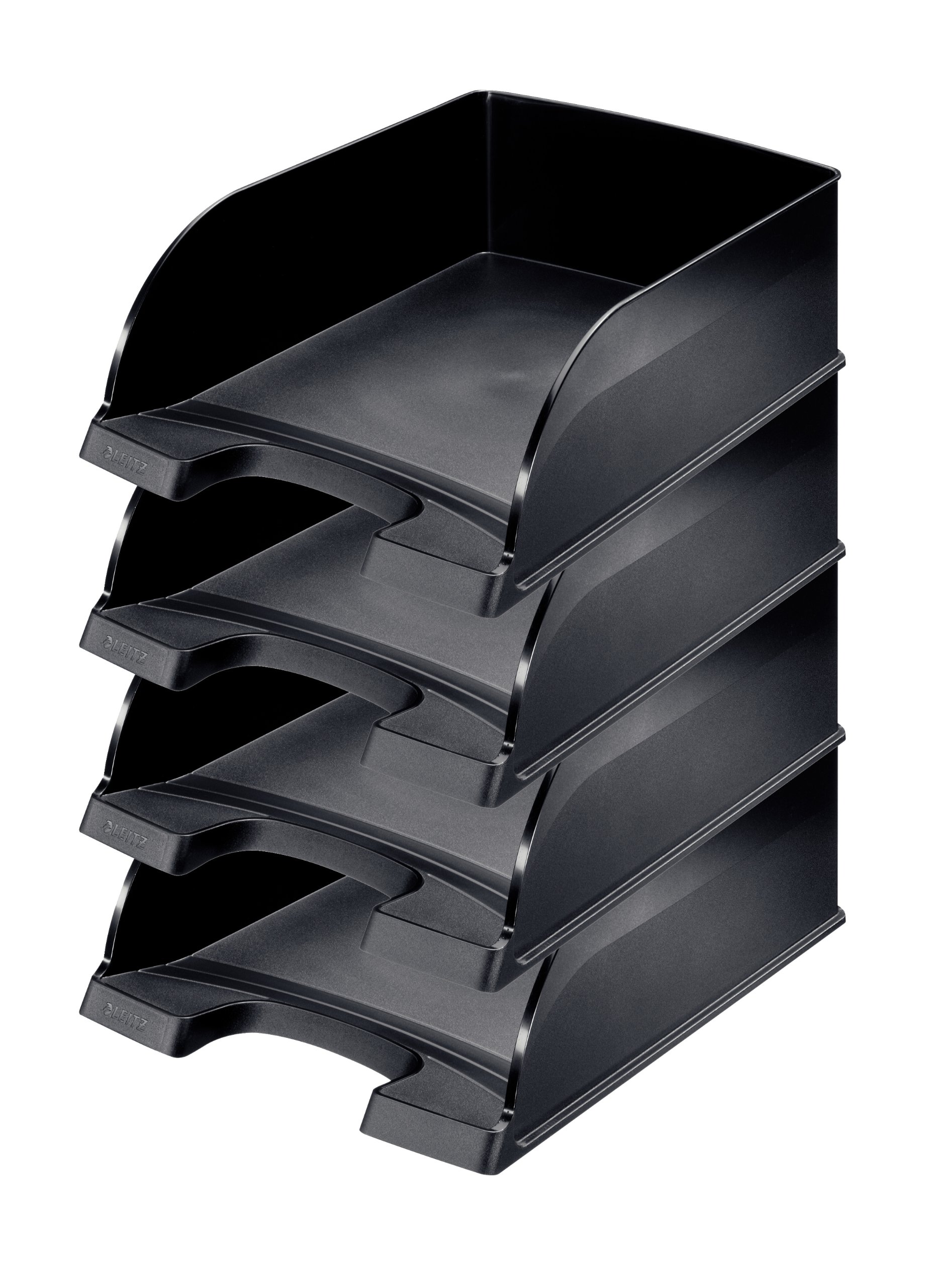 Leitz Plus Jumbo Letter Tray Wheelbarrow – Set of 4 Height 103 mm Black — image 1