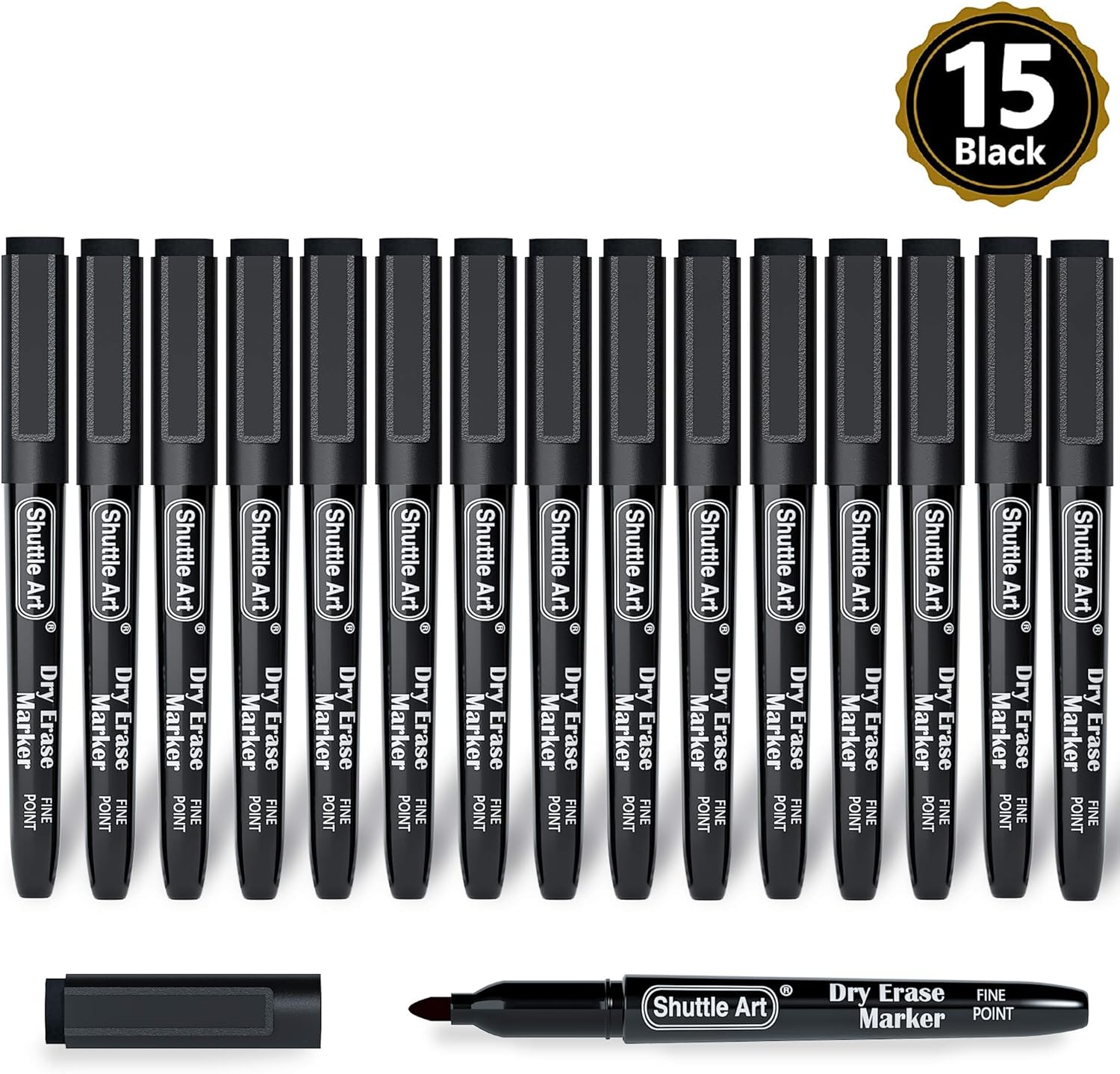 Dry Erase Markers, Shuttle Art 15 Pack Black