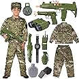 Tacobear Army Soldier Military Costume for Kids Boys Ages 3-10 Halloween Dress Up Role Play Set with Toy Accessories