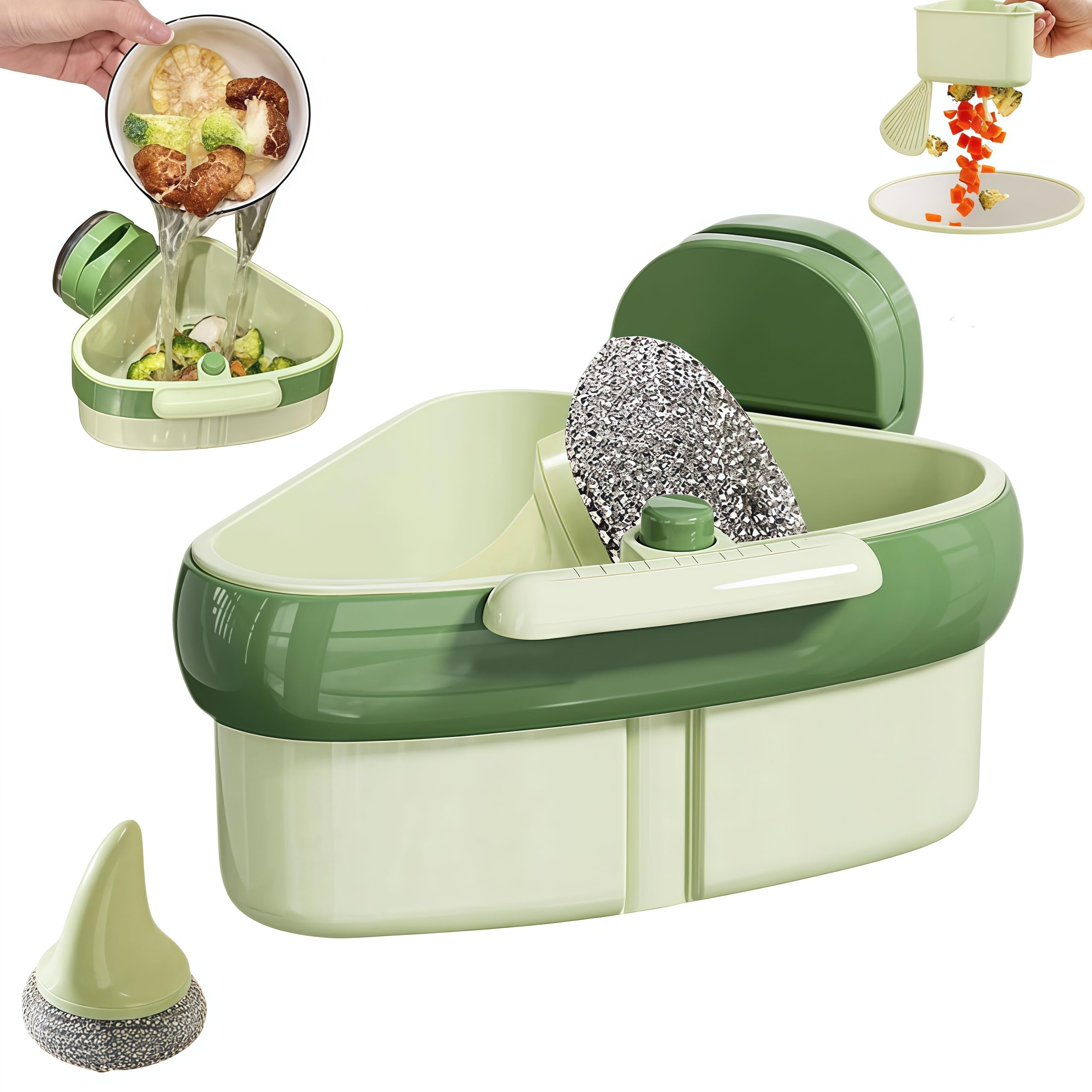 Photo 1 of 2025 Suction Cup Sink Corner Rack, Corner Sink Strainer Basket with Drainage Holes & Automatic Dumping, Kitchen Sink Food Waste Catcher with Cleaning Brush, Space-Saving ABS Suction Cup Sink Strainer