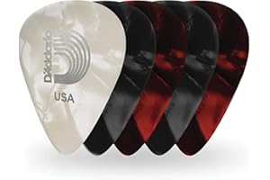 D'Addario Pearl Celluloid Guitar Picks for Acoustic, Electric & Bass Guitar, Assorted Colors & Sizes, Pack of 100