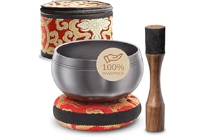 SILENT MIND Tibetan Singing Bowl Set – Authentic Hand-Tuned Sound Bowl for Meditation – Complete Meditation Bowl Kit with Cushion, Mallet, Box & Guide – Perfect Tibetan Bell for Yoga, Relaxation, & Sound Healing