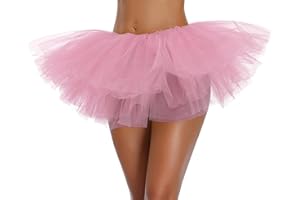 G&J ONLINE Tutu Skirt for Women Adult Classic Elastic 3 4 5 Layered Tulle Party Marathon Dance Costume Skirts