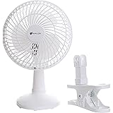 Avalon 6-Inch Clip-On Fan - Convertible Table-Top & Clip Fan, Fully Adjustable Head, Two Quiet Speeds - Ideal For The Home, Office, Dorm, & More