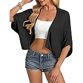 GRACE KARIN Womens Summer Crochet Cardigans, Short Sleeve Cropped Bolero Shrug, Lightweight Open Front Sweater Outwear