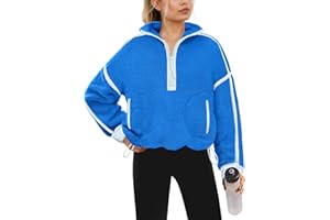 Yanekop Womens Quarter Zip Pullover Sherpa Fleece Jacket Oversized Zip Up Sweatshirt Half Zip Pullover Fuzzy Outerwear