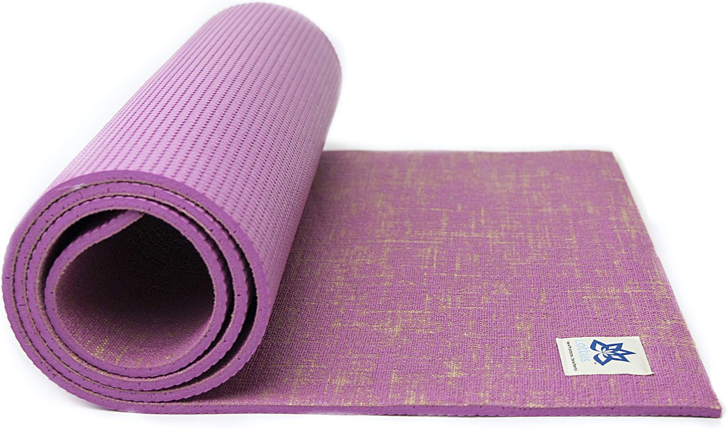 Lottus Life Natural Jute Fiber Premium Yoga & Exercise Mat with Strap Extra Thick 8mm Mat - Eco-Friendly - Extra Long 72” - Unique Designer Colors – Memory Foam-Like