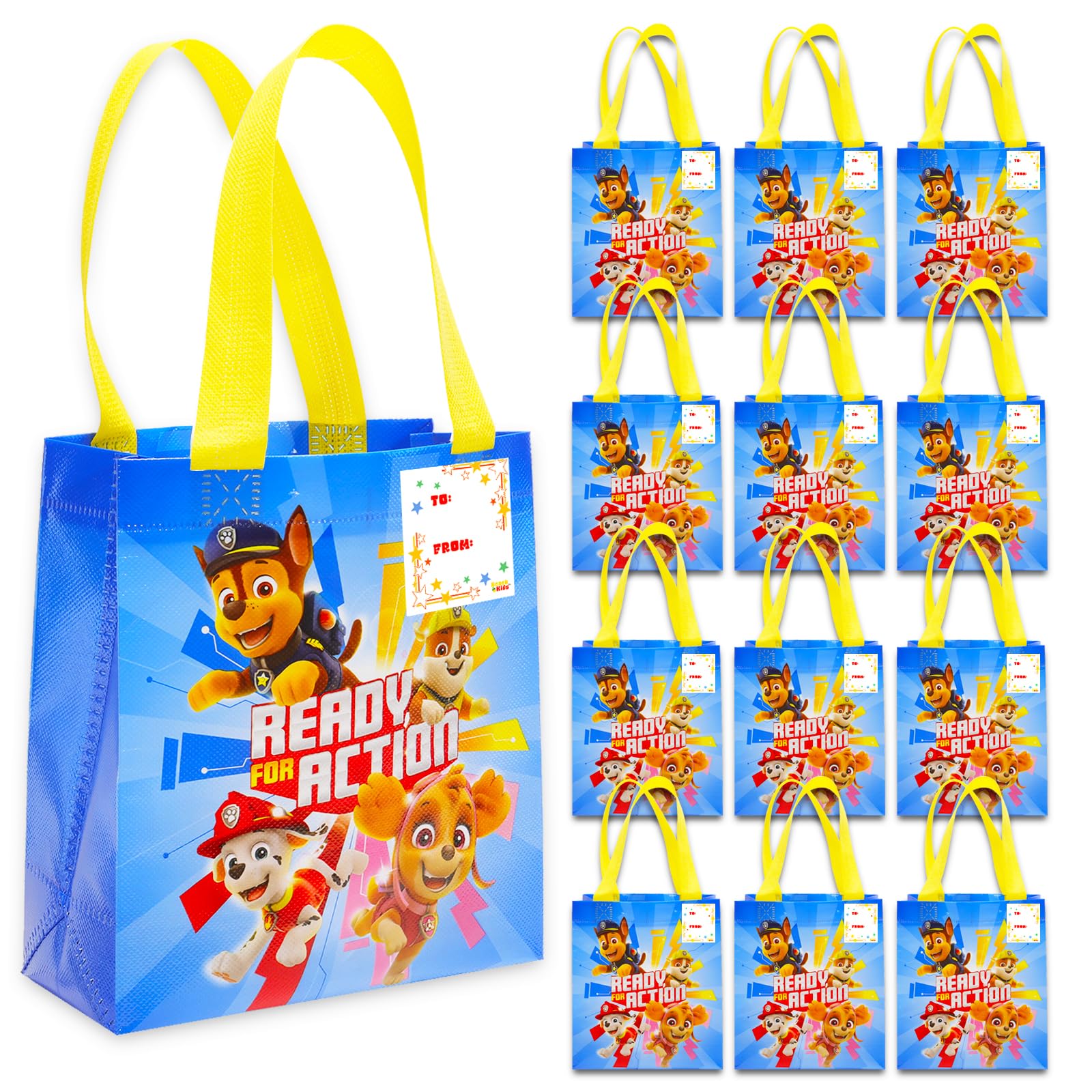 Photo 1 of Paw Patrol Party Favor Bags Set – 12 Pack of 8" Goodie Bags for Kids Bulk Reusable Mini Totes | Paw Patrol Birthday Party Supplies