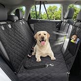Dog Car Seat Cover, 600D Heavy Dute Car Seat Cover for Dogs Pets, 100% Waterproof Anti-Scratch Nonslip Dog Hammock for Cars, Seat Covers Protector with SeatBelt for Sedan SUV Truck Standard Black