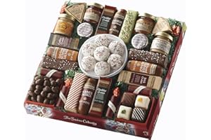 The Swiss Colony 27 Favorites Food Gift Set, Summer Sausage Meats and Cheeses, Assorted Chocolates, Candies, Petits Fours, Cheese & Charcuterie Board Gifts Basket, Holiday, Christmas - Holiday Red Box