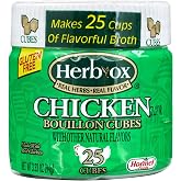 HERB-OX Chicken Bouillon Cubes, Gluten-Free | 25 Cubes, Pack of 12 | Chicken Broth Concentrate, Made with Real Chicken. For Soups, Rice &amp; Chicken Seasoning, Pasta Sauce, Stews, Marinades.