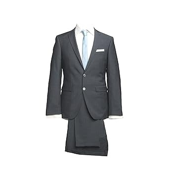 Barutti Anzug Sakko Savino Hose Santo Grau Uni Slim Fit Extra Schmal Seitenschlitze 100% Schurwolle Natural Stretch 8044
