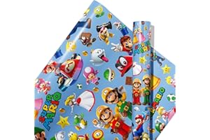 YOPENMOUNE 5 Pcs Mario Wrapping Paper Super Bros Gift Wrap Bulk Art Paper Folded Flat for Baby Shower Mario Birthday Party Decorations Wedding DIY Crafts Gift Packing, 20 x 30 Inch