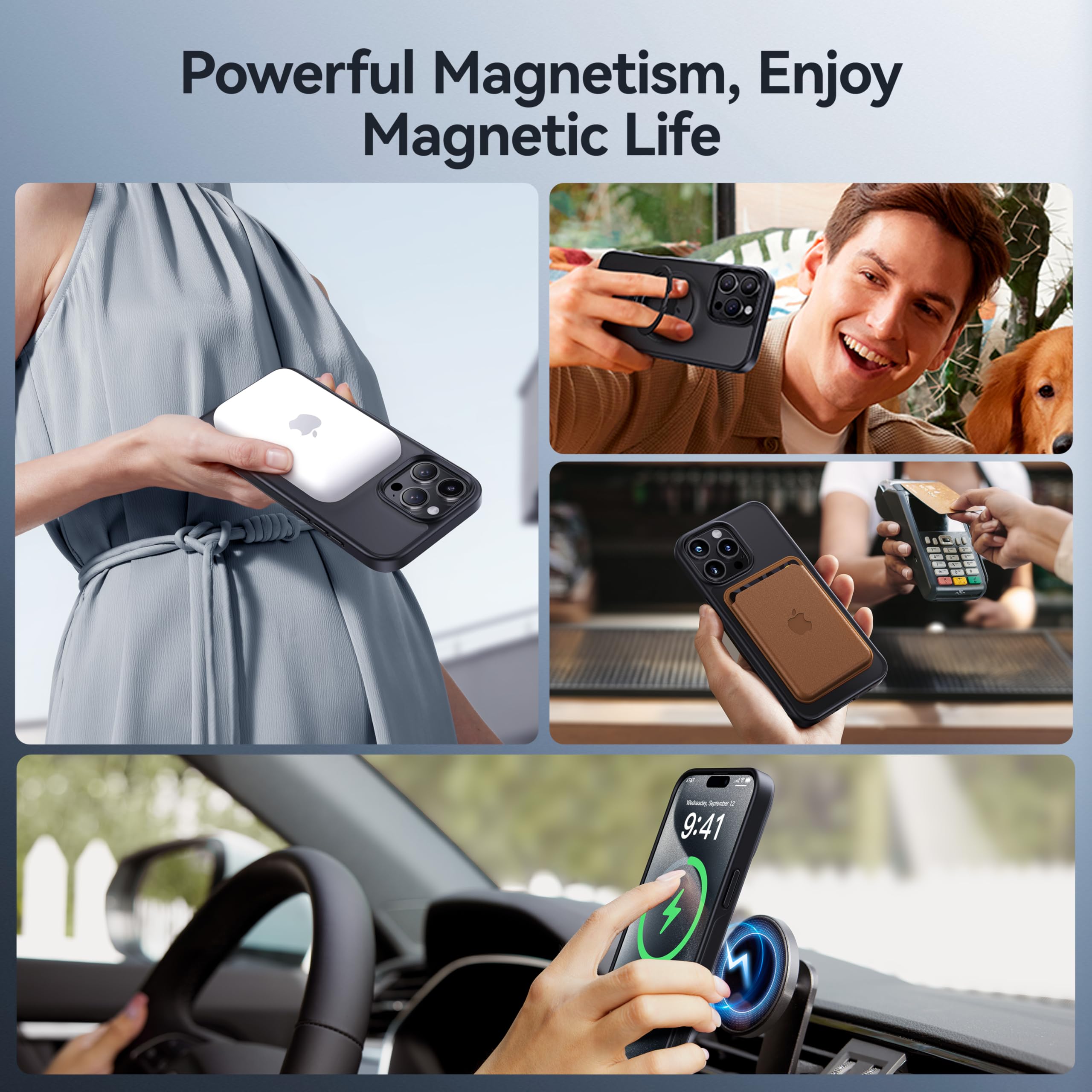 CASEKOO Designed for iPhone 16 Pro Max Case with Magnetic Invisible Stand [Military Drop Protection] [Compatible with MagSafe] Shockproof Slim Translucent Matte Promax Case 6.9 Inch, Black