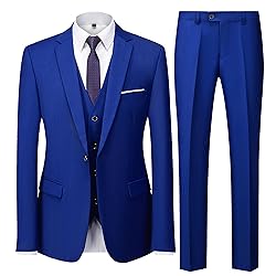 UNINUKOO Men Suits Slim Fit 3 Piece 1 Button