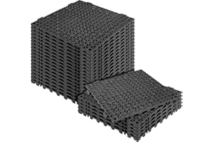MYFAMIREA Modular Interlocking Cushion 24 Pack 11.8" x 11.8" Rubber Floor Tiles Non-Slip Splicing Drainage Mats for Deck, Poo