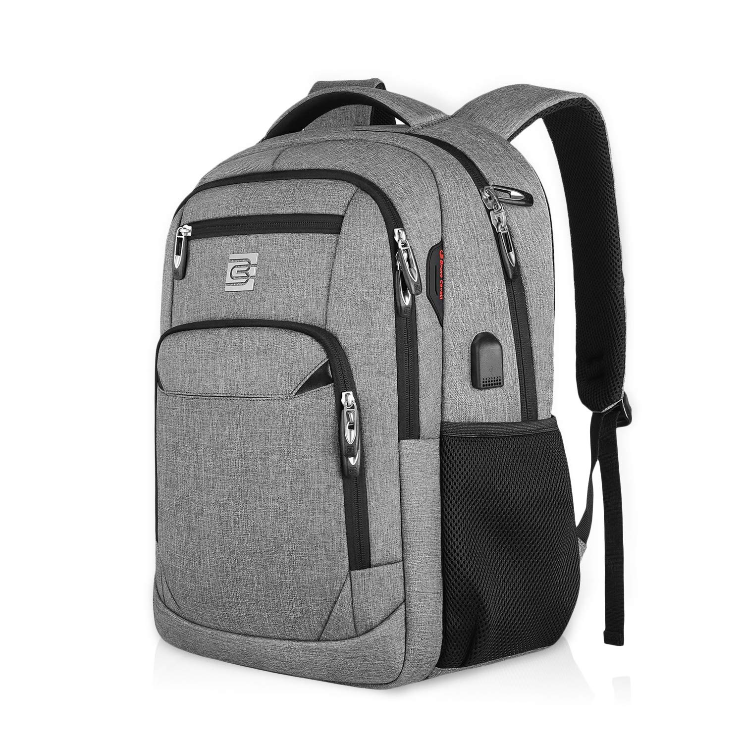 FANDARE Laptop Backpack Business Travel Slim Laptops Backpack with USB Charging Port Waterproof College School Computer Bag Bookbag for Women & Men Fits 15.6 Inch Laptop and Notebook - Grey
