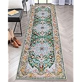 U'Artlines 2' x 8' Boho Hallway Runner Rug, Non Slip Washable Vintage Farmhouse Accent Area Rug Carpet for Kitchen Entryway Laundry and Living Room (Green)