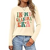 QAUN Grandma Shirts for Women: Grandmother Tshirt Mama Floral Tees Casual Long Sleeve Tops