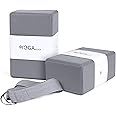 JBM 2 Pack Yoga Blocks with Strap, High Density Yoga Bricks for Support and Deepening Poses
