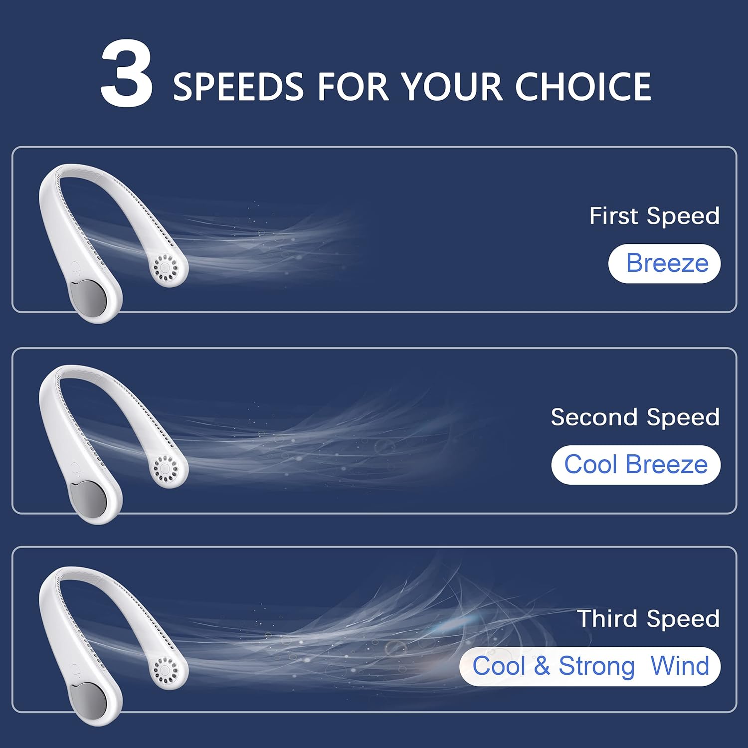 Portable Neck Fan, Wearable Personal Fan, Leafless, Rechargeable, Headphone Design, USB Powered Desk Fan,3 Speeds (White): Kitchen & Dining