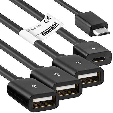 mumbi 3 Fach Hub Micro USB-B Stecker auf 3X USB-A und 1x Micro USB-B Buchse