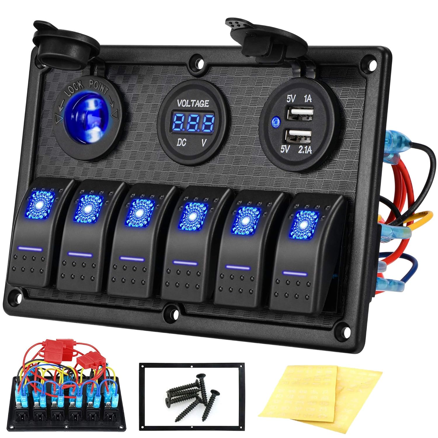 Kohree 6 Gang Toggle Switch Panel 12V / 24V IP66 Waterproof Rocker ...