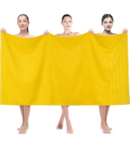 Toalla De Playa De Terciopelo Con Dobladillo Dobby De Gran Peso Pesado (amarillo, Paquete De 3