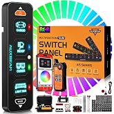 Auxbeam AS-400 Slim 4 Gang Switch Panel with Bluetooth APP &amp;Wireless Remote | Toggle momentary pulsed 3 mode Switch, RGB color backlight, 200FT distant control, fit 12-24V, waterproof, 3 years warranty