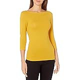 Amazon Essentials Women's Slim-Fit 3/4 Sleeve Solid Boat Neck T-Shirt