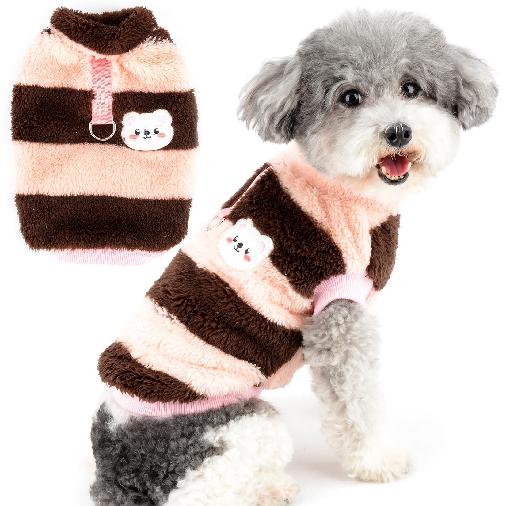 Zunea Fuzzy Fleece Dog Jumper for Small Dogs Cat Winter Sweater Coat with D-Ring Soft Warm Pullover Jacket Coat Puppy Vest Clothes Cold Weather Pet Girl Boy Chihuahua Yorkie Apparel Wine XXL