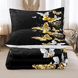 NINENINE Black and Gold Bedding Set Twin Size for