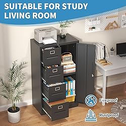 BIZOEIRON 4 Drawer File Cabinet with Lock and 1