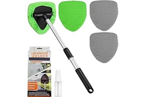 XINXIYAN Windshield Cleaner Car Window Cleaning Tool with Extendable Handle and Washable Reusable Cloth Pad Head Auto Interior Exterior Glass Wiper Car Glass Cleaner