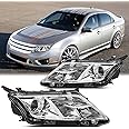 2PCS Headlights Assembly DOT Approved For 2010 2011 2012 Facelift Ford Fusion S SE SEL Hybrid Sport Replacement Halogen Headlamp Chrome Housing