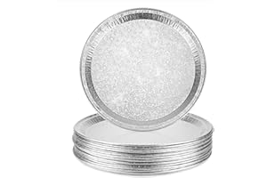 Roponan 15 Pack Serving Platters 12”, Disposable Aluminium Foil Serving Trays for Parties, Silver Embossed Foil Serving Dishe