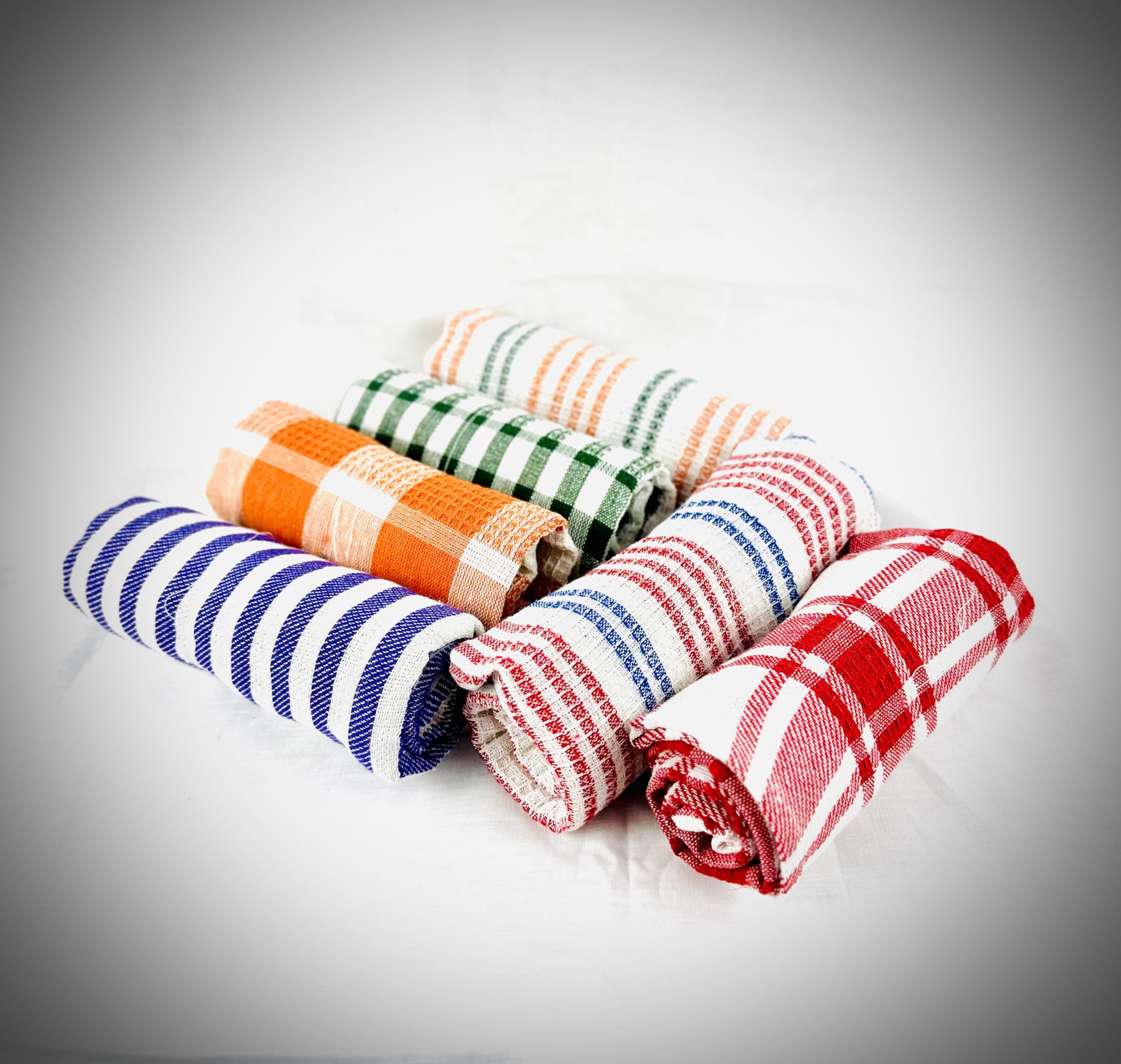 Belle Home Kitchen Towels – Pack of 6 Tea Towels for Kitchen, 100% Cotton - 50 x 70 cm, Assorted Colors, Soft, Absorbent, and Long Terry Tea Towel Set