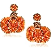 Thanksgiving Earrings Beaded Fall Earrings for Women, Handmade Pumpkin Turkey Maple Leaf Drop Dangle Earrings Thanksgiving Accessory Holiday Gifts
