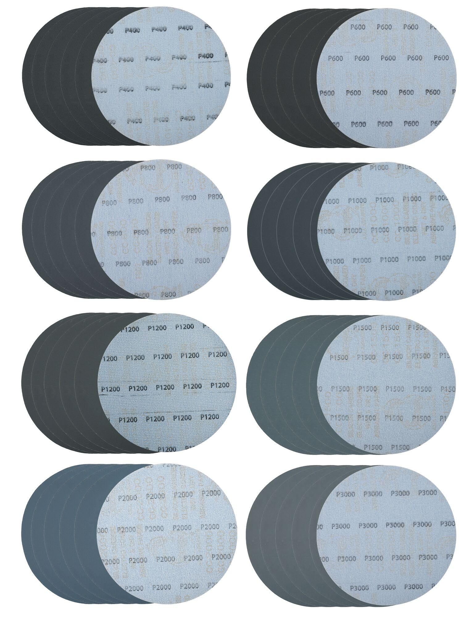 40Pcs Drywall Sander Pad 180mm Wet/Dry Hook & Loop Sanding Disc 400/600/800/1000/1200/1500/2000/3000 Grit Sandpaper, 7 Inch Waterproof Abrasive Discs Polishing Wall, Car, Metal and Wood