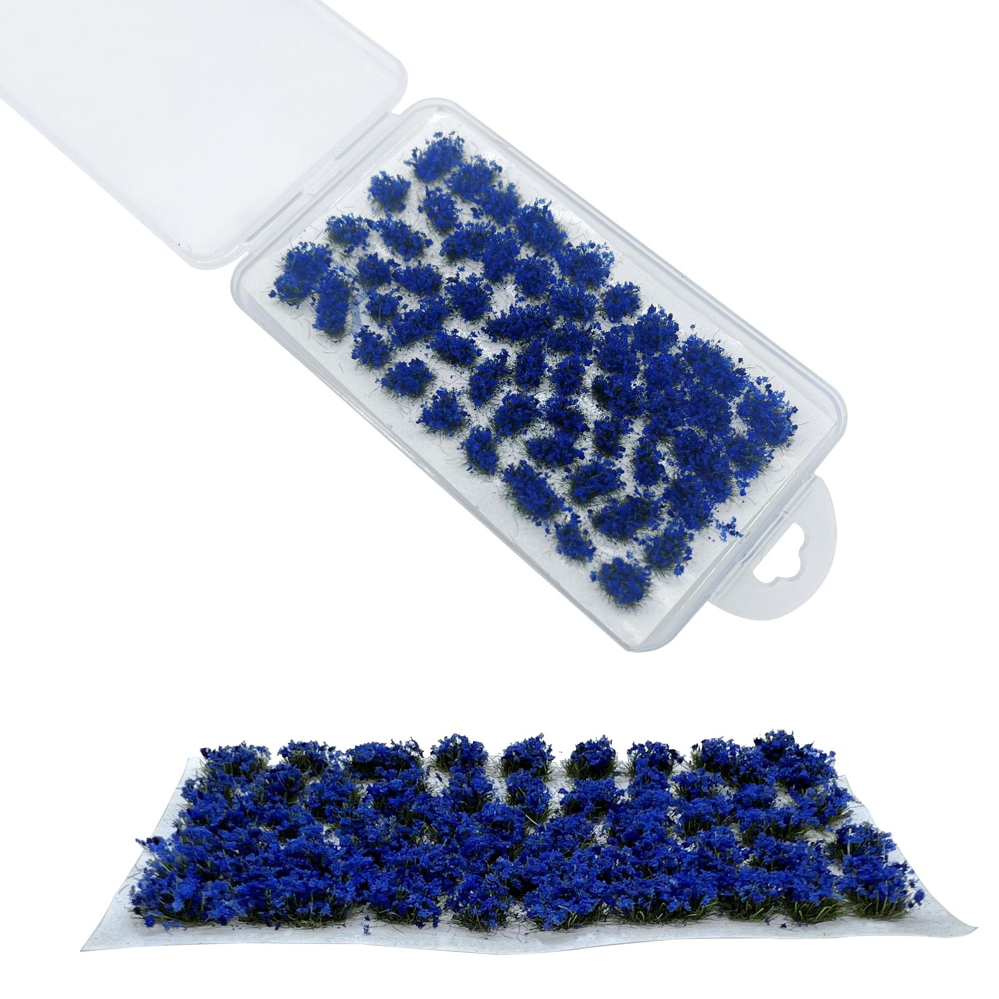 Woohome 53 Pcs DIY Miniature Flower Cluster Flower Vegetation Groups Cyan Static Grass Tufts for Train Landscape Railroad Scenery Sand Military Layout Model Miniature Bases and Dioramas