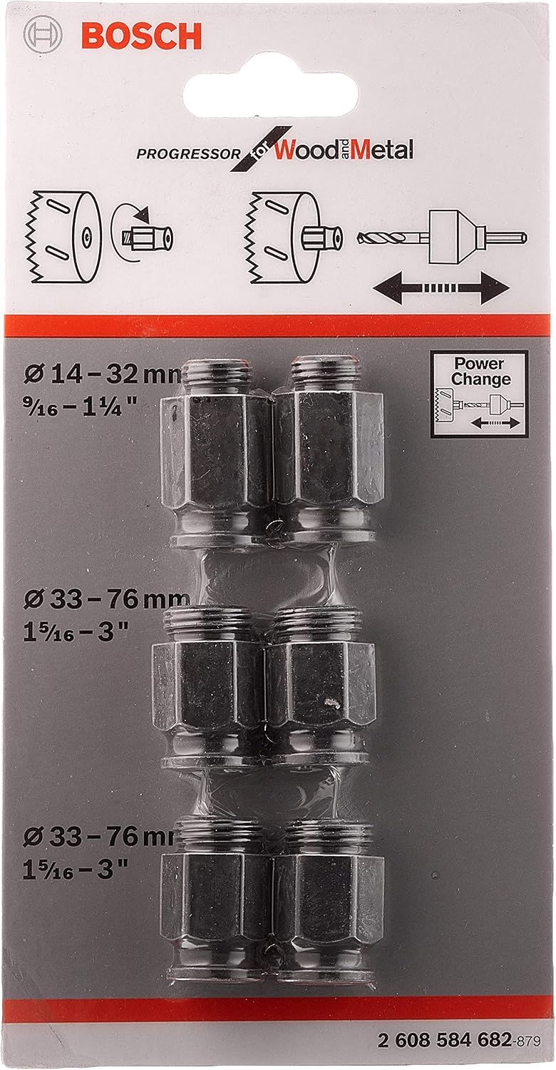 Bosch Professional 6 piece Transition Adapter Set (2 Adapters diameter 14-30 mm, 4 Adapters diameter 32-210 mm, Accessory Hole Saw) - Image 4