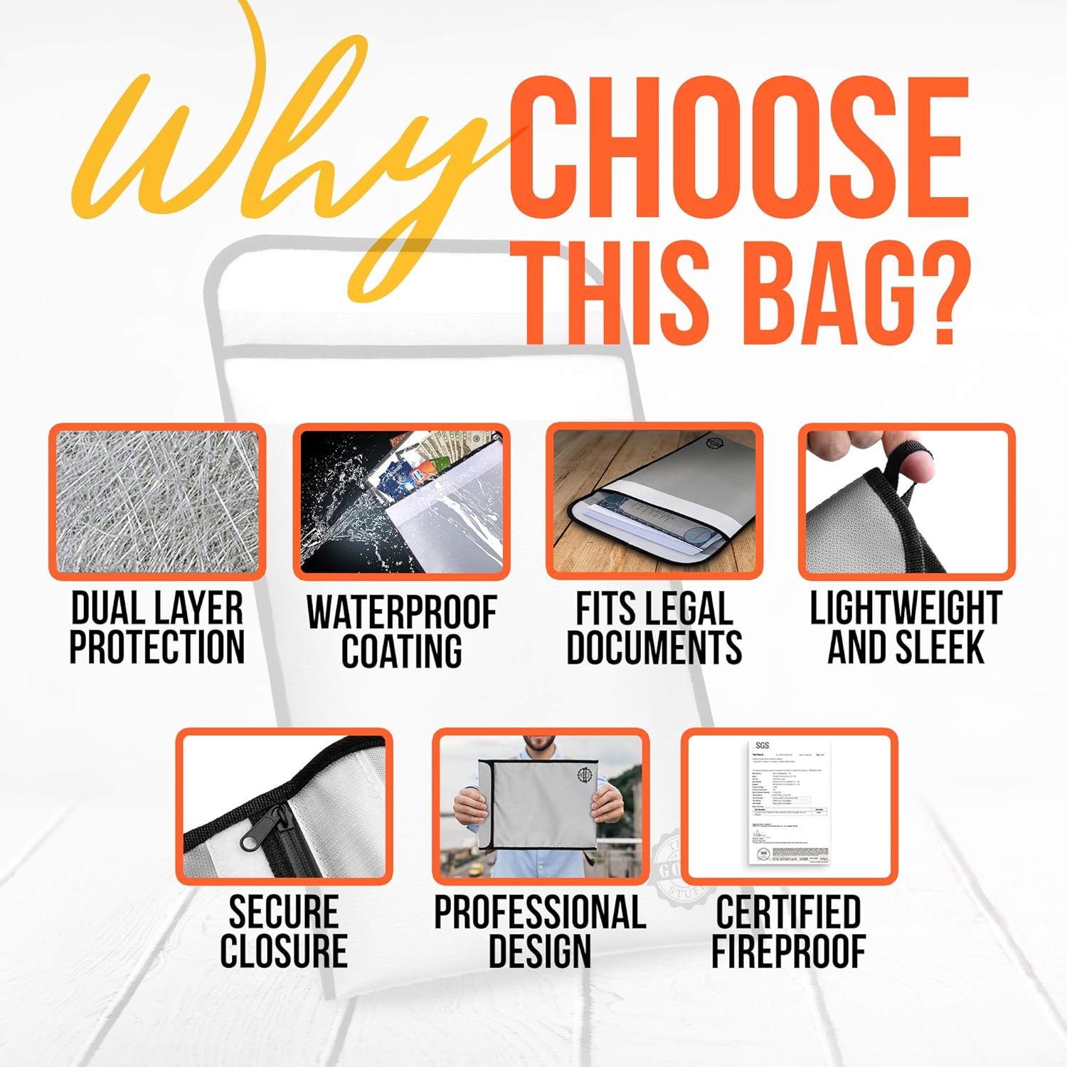 Fireproof Document Bag (2000℉), Protect Important Documents, Fireproof Bags (Extra Strength), Waterproof and Fireproof Document Bag, Fire Safe Bags, Keep Your Documents Safe (Legal) by The Good Stuff: Kitchen & Dining
