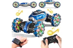 NEUBSAW Remote Control Stunt Car, Gifts Toys for Boys 4-12 Year Old, Gesture Sensing RC Cars 2.4GHz 4WD Drift Hand Controlled Twist Cars, Off-Road 360° Rotating Transform Cars with Lights & Music