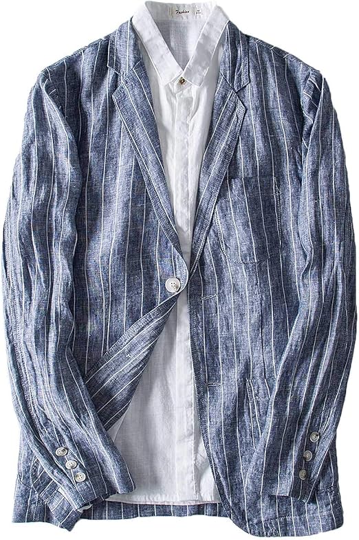 Amazon メンズ サマージャケット 麻 グレー テーラードジャケット 夏 ストライプ 薄手 おしゃれ コート ジャケット 通販