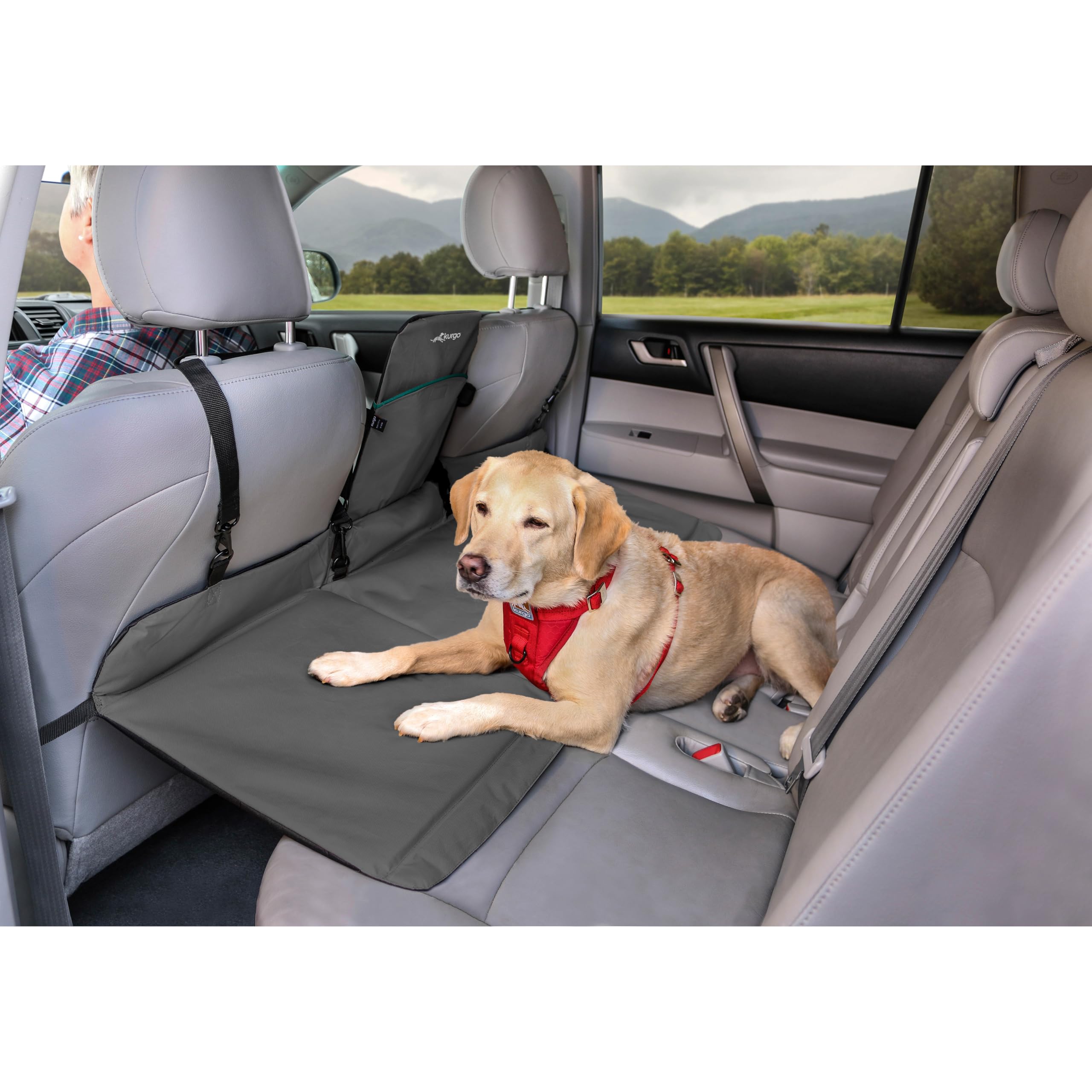 Photo 1 of Kurgo Rover Backseat Bridge Dog Car Extender, Seat Bridge for Dogs, Padded Pet Car Barrier, Reversible, Water Resistant, Universal Fit, Up to 75 lbs