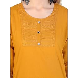 Chichi Indian Women's Plain Cotton Straight Yellow