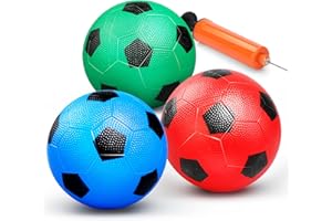 Anzmtosn 6" Small Kids Mini Soccer Balls Sports Toys, PVC for Beach Pool & Inflatables, Soft Balls (3 Pack)