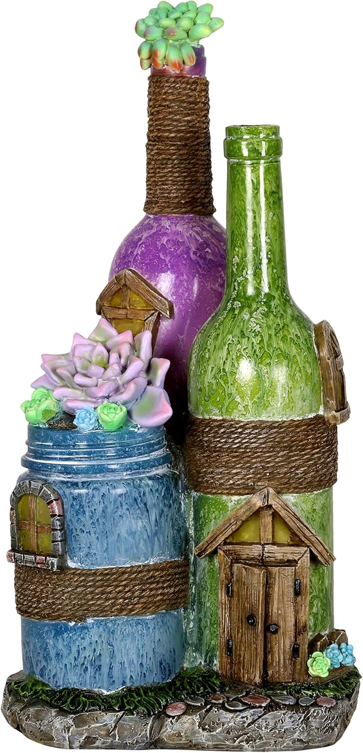 Amazon Com Exhart Solar Wine Bottles With Succulents Fairy House